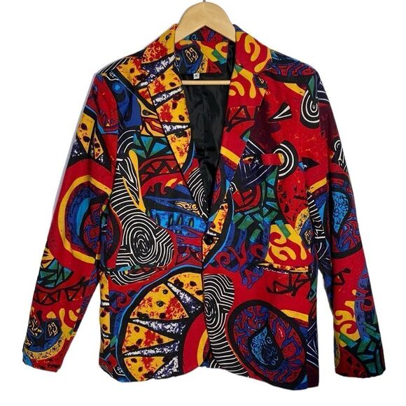 Colorful 80s Retro Artsy Unisex Blazer - Picture 1 of 8
